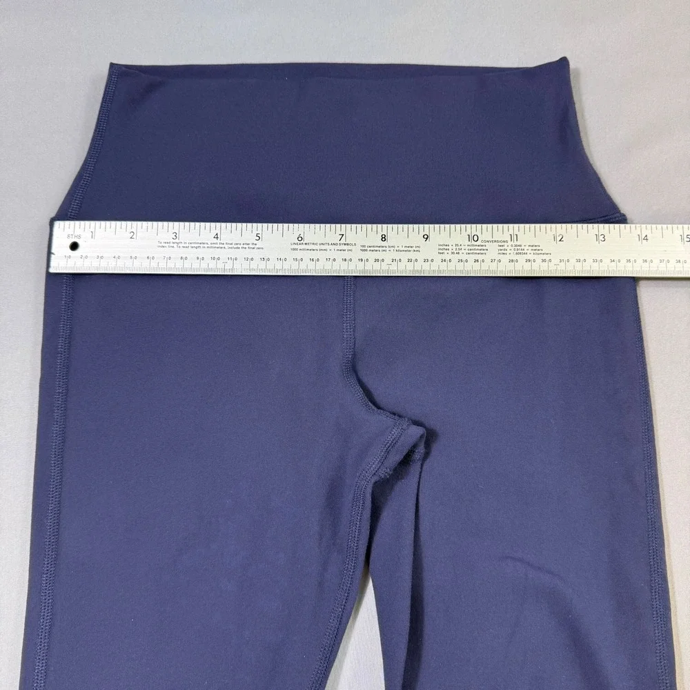 Alo Yoga High-Waist Goddess Leggings Women Small Navy Blue Black Ribbed Gym Run